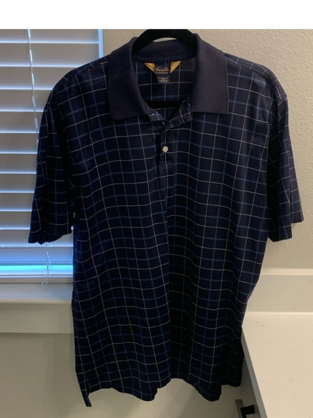 Brooks Brothers Navy and White Checkered Polo Shirt
